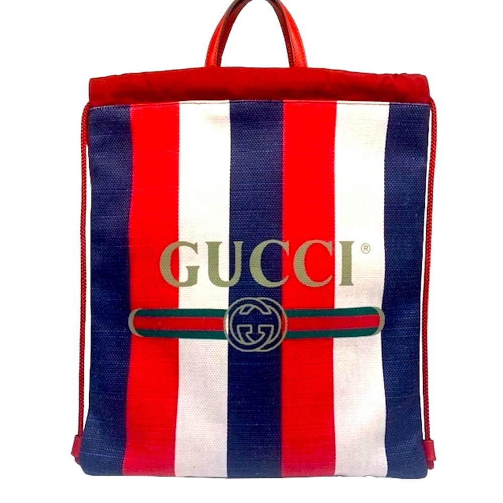 Authentic Gucci Drawstring Multicolour Canvas Bac… - image 1